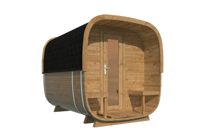 Rovaniemi sauna cube interior two-level benches