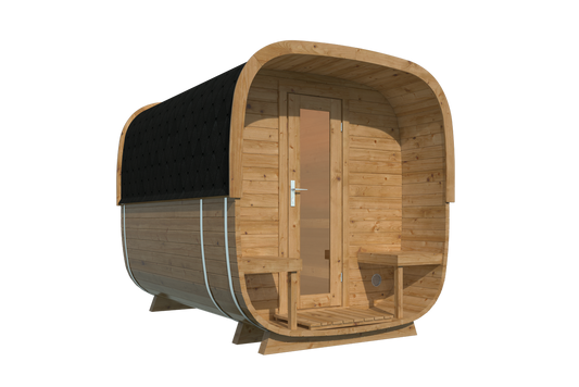 Rovaniemi sauna cube interior two-level benches