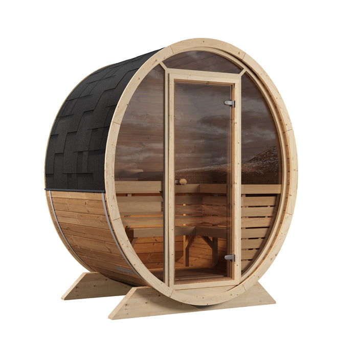SaunaSupply KLAABU Deluxe Thermowood Outdoor Barrel Sauna - 4 People