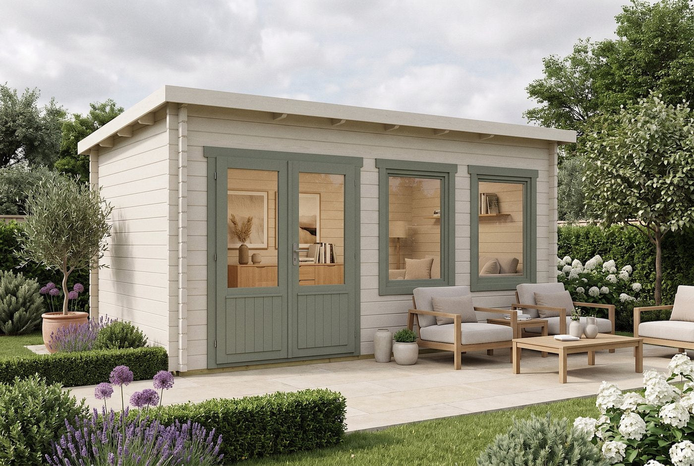Sadie 5m x 3m log cabin lifestyle exterior view