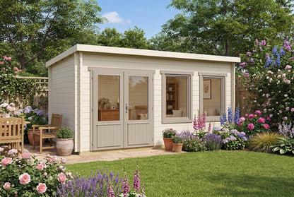 Sadie log cabin garden studio exterior