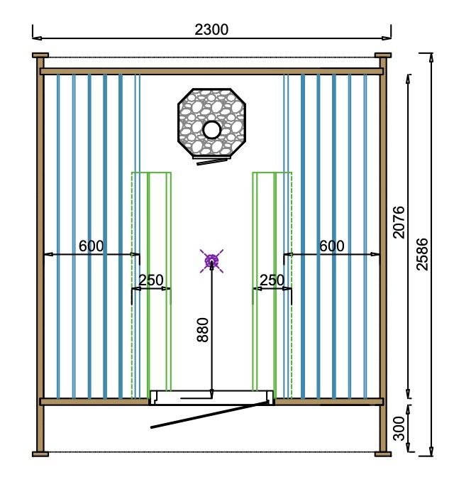 Tolva sauna pod (Thermowood) - 2.25 x 2.6m