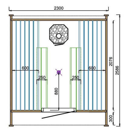 Tolva sauna pod (Thermowood) - 2.25 x 2.6m