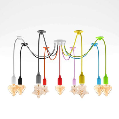 9-Head Spider Pendant Light – Multi-Colour Swag Hook Plug-In Lighting ~4667