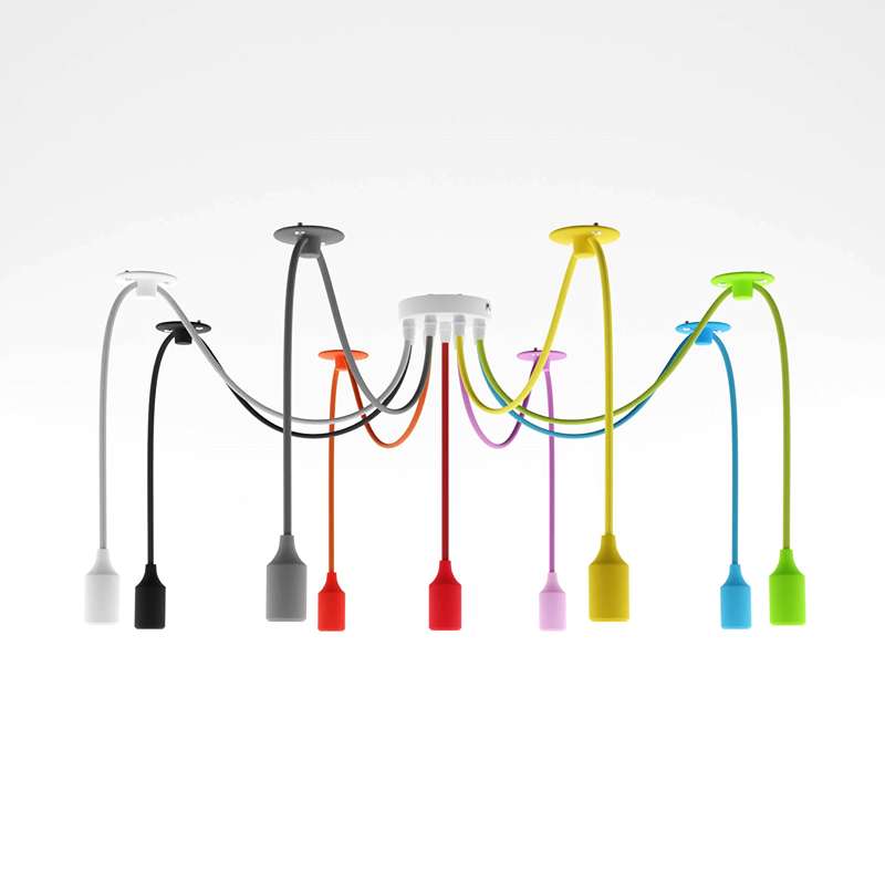 9-Head Spider Pendant Light – Multi-Colour Swag Hook Plug-In Lighting ~4667