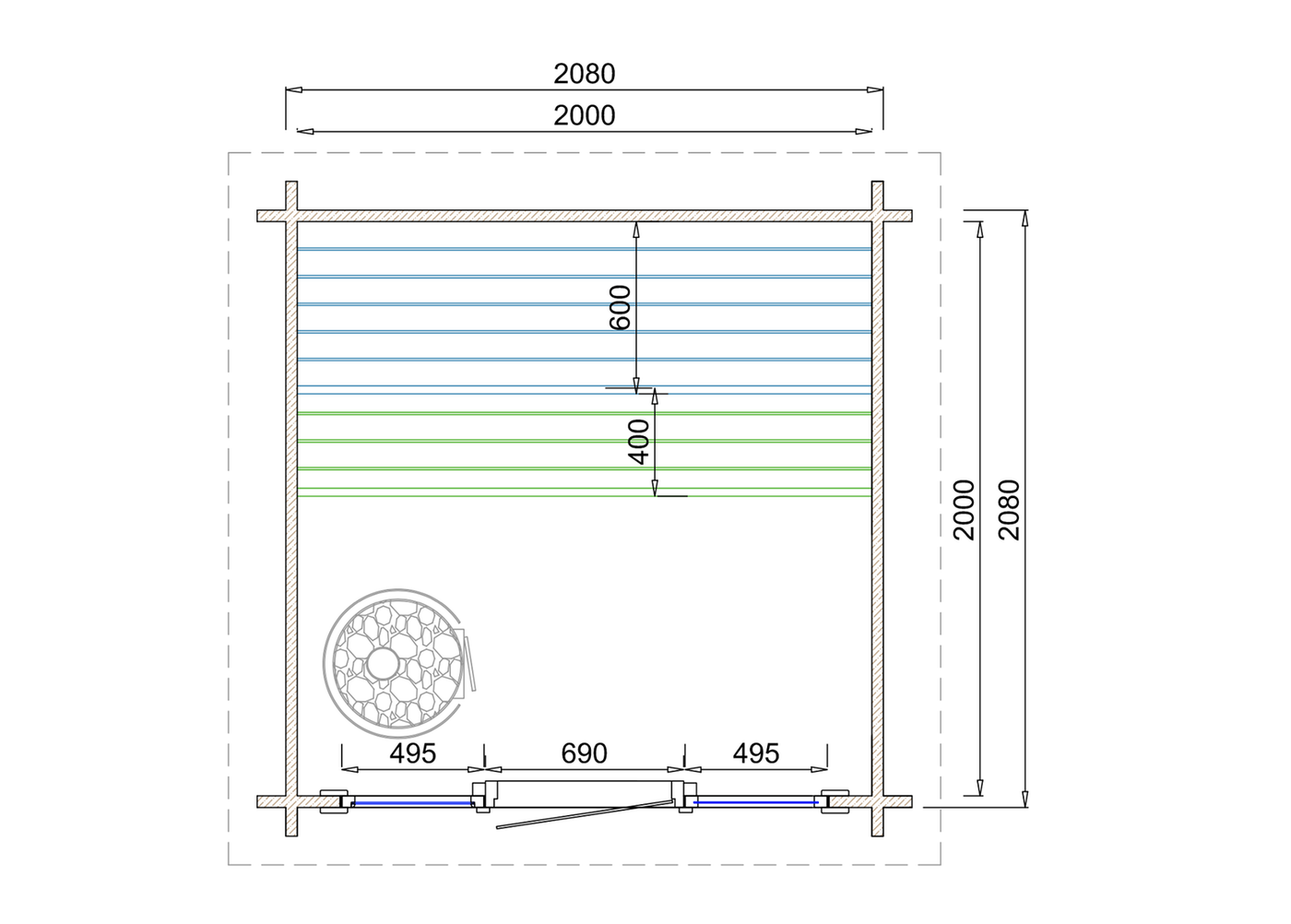 Tampere XXS sauna house floor plan diagram