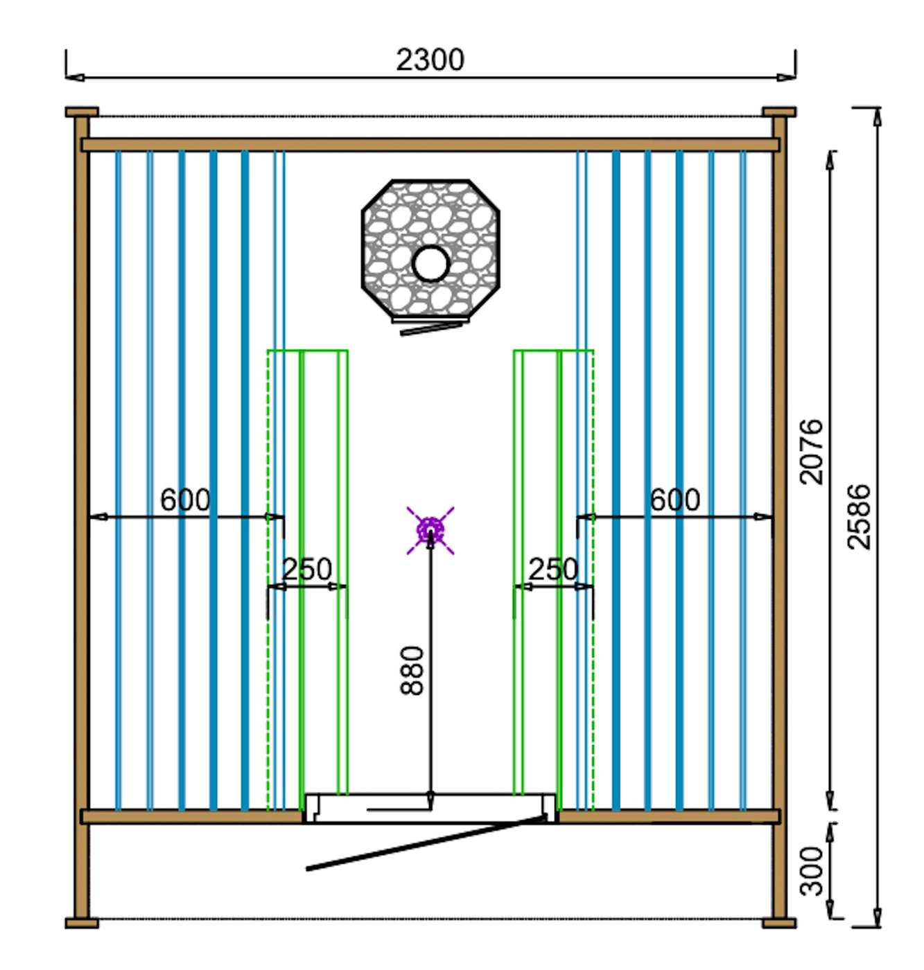 Tolva sauna pod (Spruce) - 2.25 x 2.6m