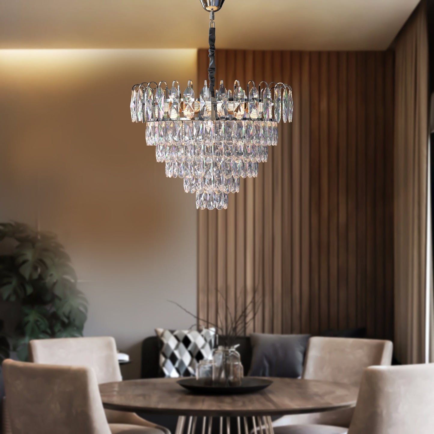 Modern Crystal Chandeliers Lighting with Crystal Droplets of chrome Hanging Lamp ~4801