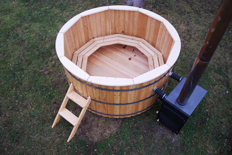 10-Person superior Ø 6.5ft Wooden Hot Tub Spa + Wood-fired External Stove