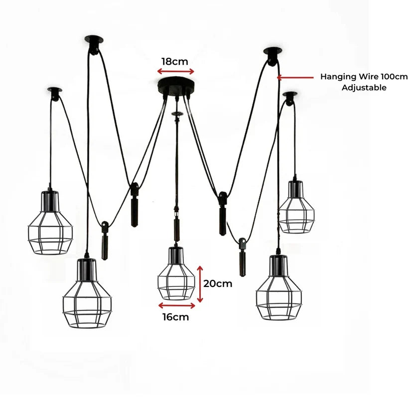 Industrial  8 Light Spider Pendant Light ~6408