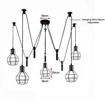Industrial  8 Light Spider Pendant Light ~6408