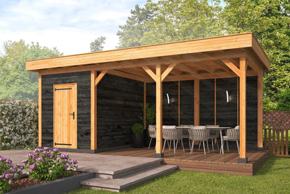 Alcott Part-Enclosed Gazebo 6.9m x 3.8m Douglas Fir