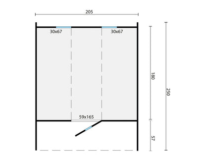 Anio sauna barrel floor plan diagram