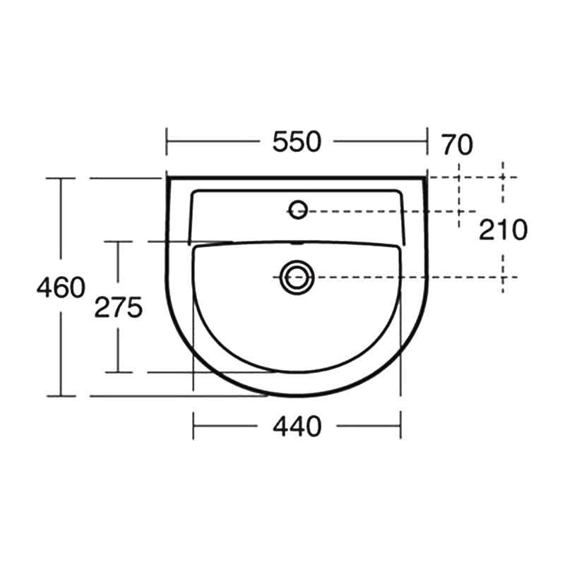 Armitage Shanks Sandringham 21 Wall Hung Basin 550mm Wide - 1 Tap Hole