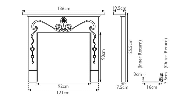 Art Nouveau Cast Iron Fireplace Surround | Carron