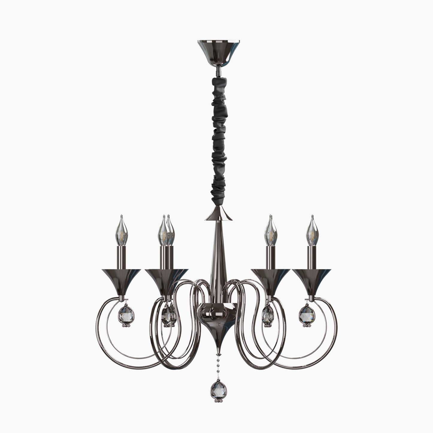 Candle Chandeliers Light 6 Curved Arm Black E14 Pendant Light Crystal Droplet~4998