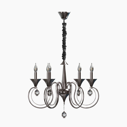 Candle Chandeliers Light 6 Curved Arm Black E14 Pendant Light Crystal Droplet~4998