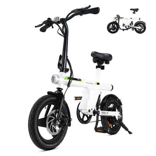 isinwheel U1 36V Electric Bike with 250W Motor, 14-inch Tires, 35-45KM Range – Black