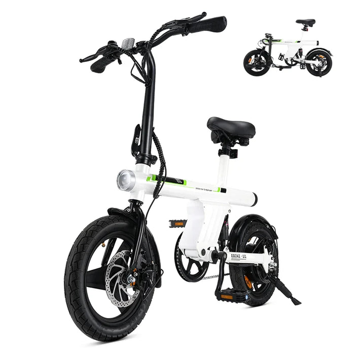 isinwheel U1 36V Electric Bike with 250W Motor, 14-inch Tires, 35-45KM Range – Black
