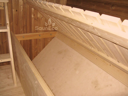 Thermowood barrel hotel lodge side view showing construction