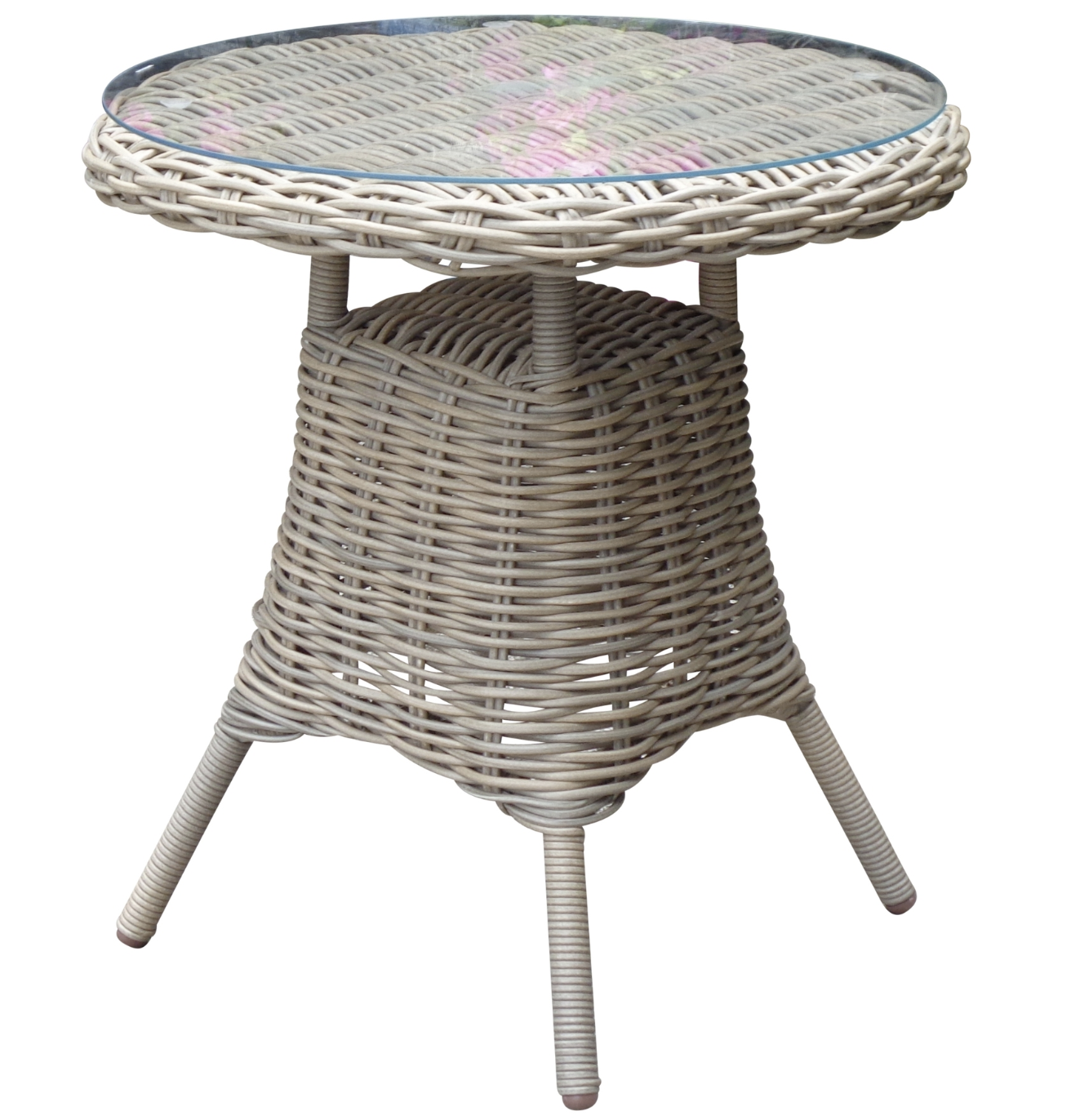 Amalfi outdoor bistro table with glass top on patio