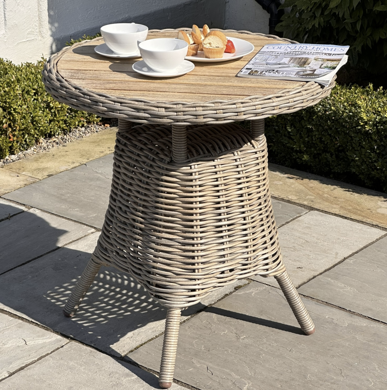Amalfi wood top outdoor bistro table 70cm