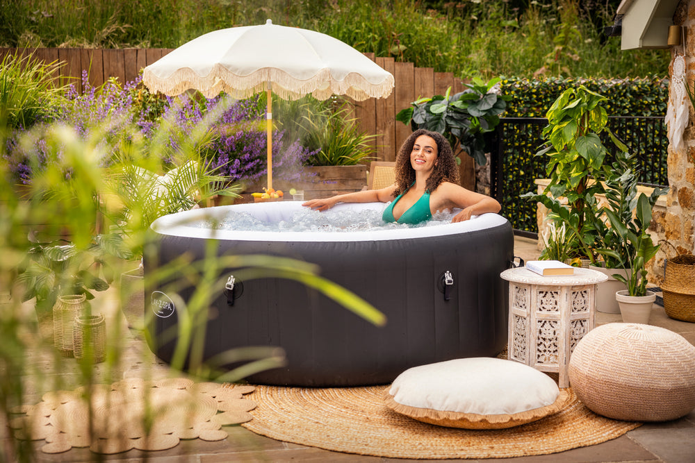 Black inflatable hot tub compact design