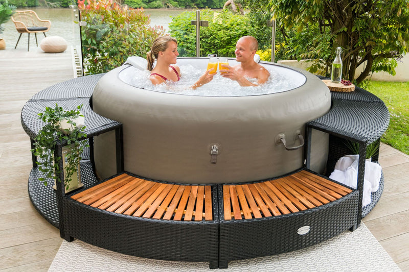 Black garden rattan surround for hot tub