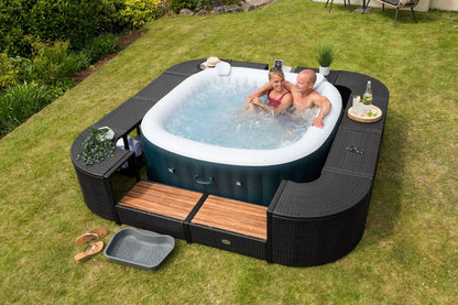 Black hot tub surround for garden