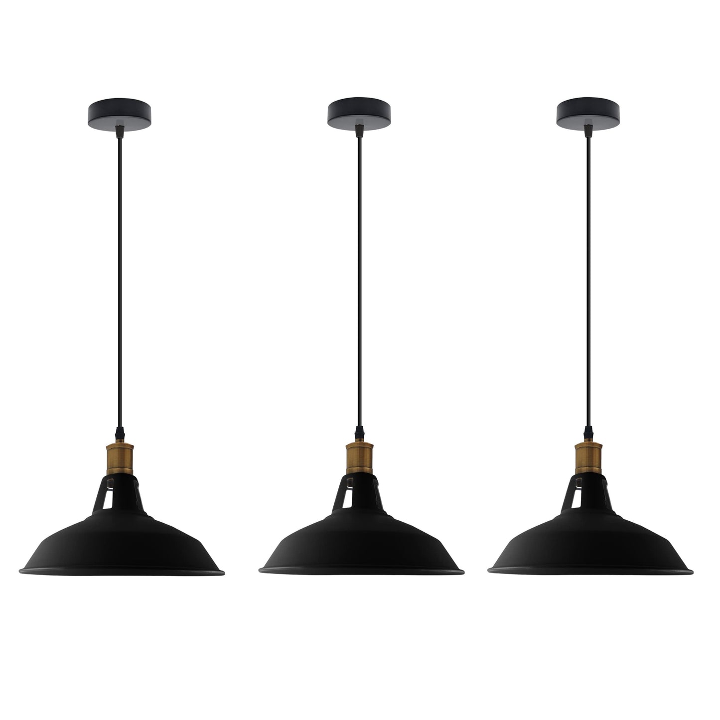 Retro Lustre Suspension Industrielle Plafonnier Abat-jour en métal 3PCS
