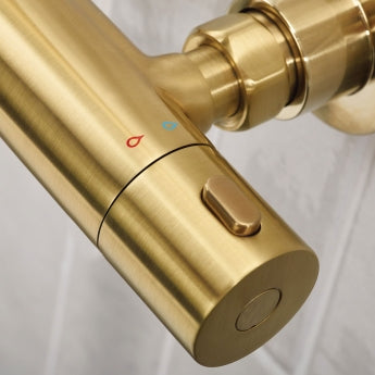 Bristan Buzz Thermostatic Bar Mixer Shower with Shower Kit and Fixed Head - Brushed Brass