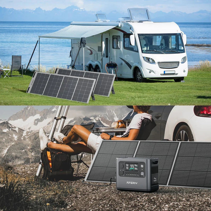 [UK Direct] Aferiy P110-D 1200W 960Wh LiFePO4 Portable Power Station +1* S200A1 200W Solar Panel UPS Pure Sine Wave Camping RV Home Emergency Portable Generator UK Plug