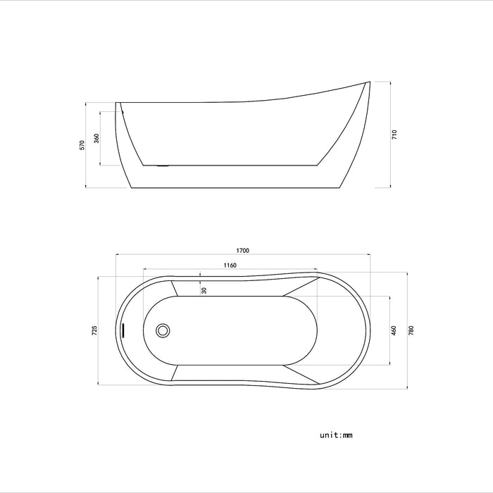 Cannes Freestanding Bathtub 1700 x 780