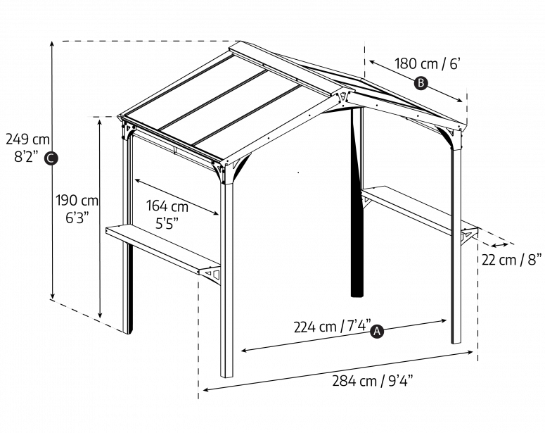 Canopia by Palram Austin 6ft x 8ft Outdoor BBQ Gazebo