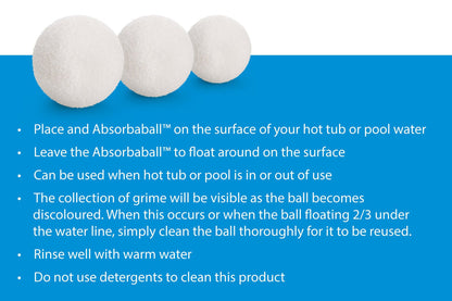 AbsorbaBall preventing scum ring build-up in hot tub