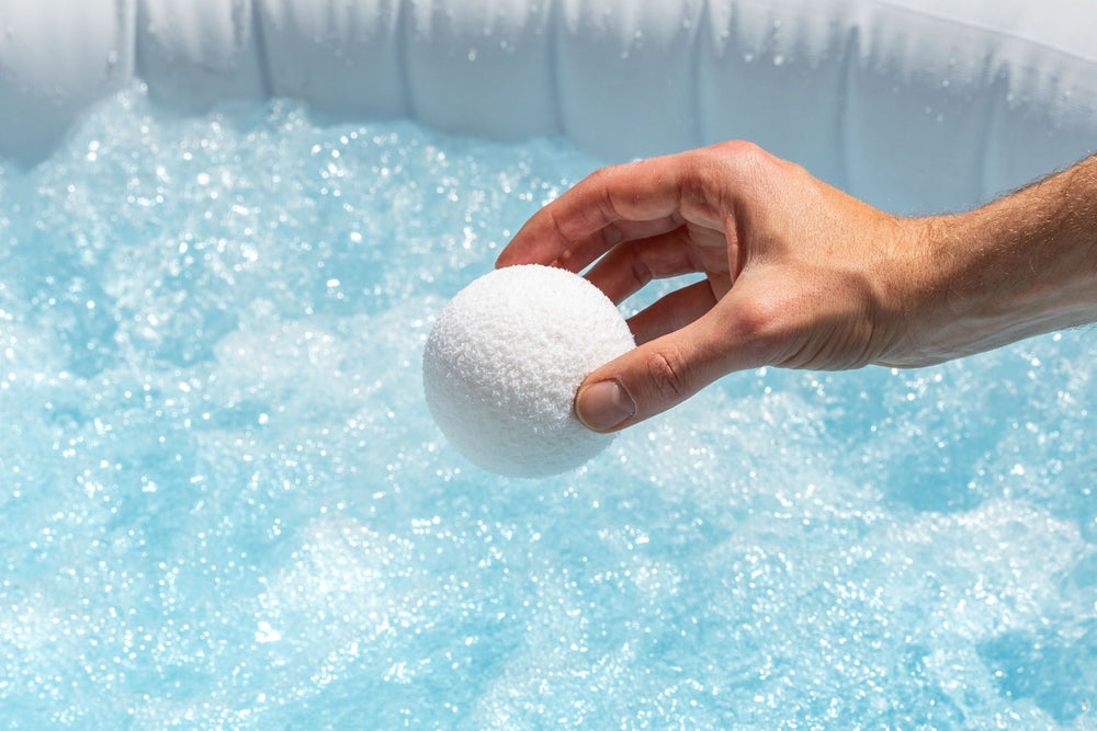 ClearWater AbsorbaBall hot tub and pool scum balls, 3 pack lifestyle