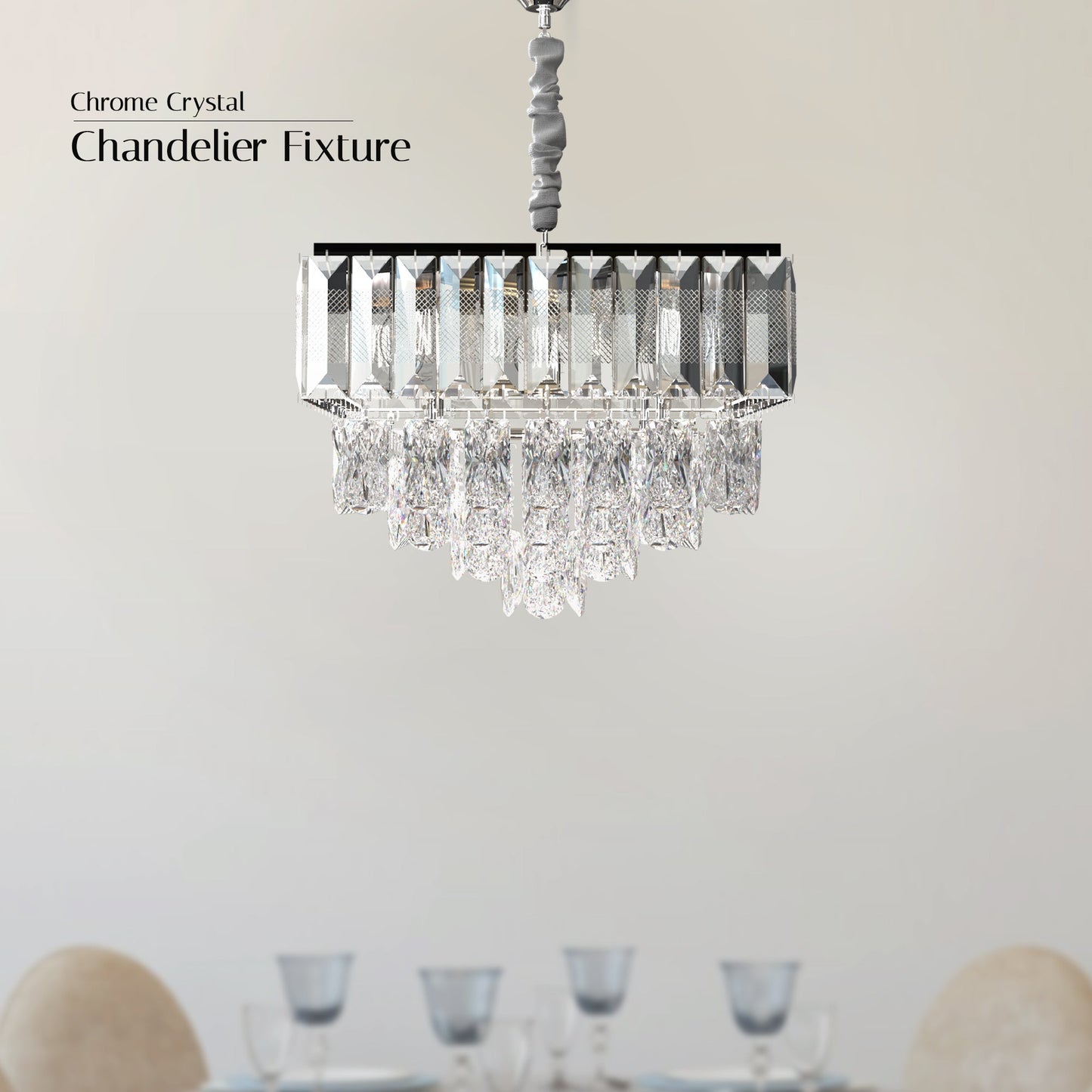 Modern Rectangular Chandelier | Crystal Living Room~5426