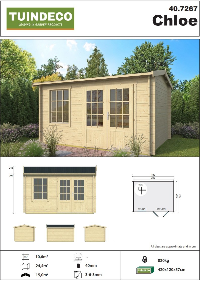 Chloe Log Cabin 4m x 3m