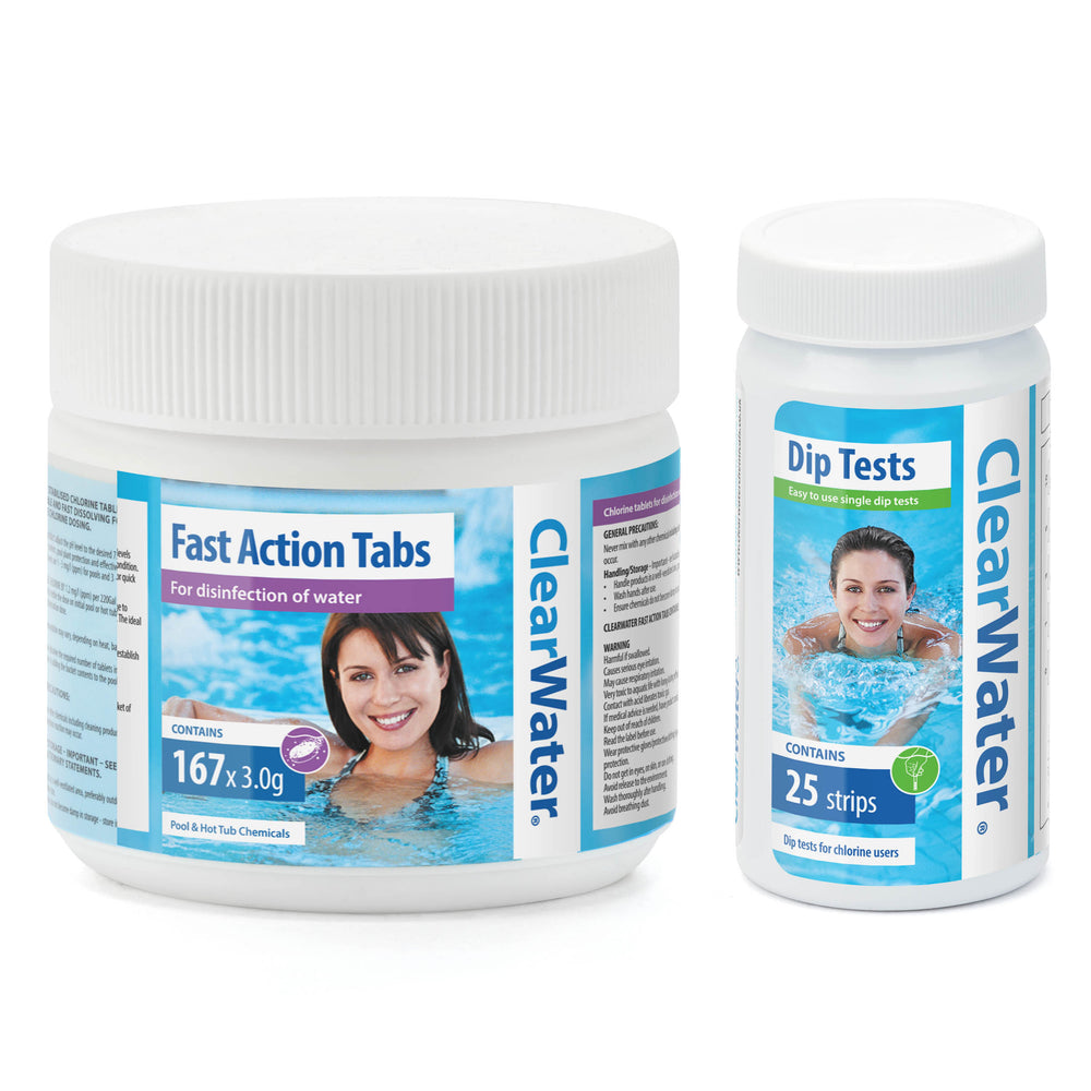 ClearWater Chlorine Tablets & Test Strips Bundle