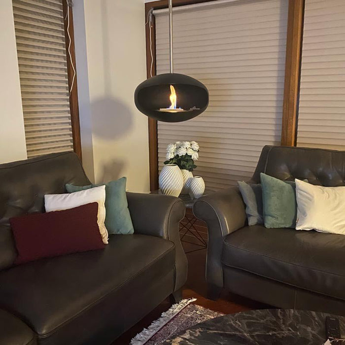Cocoon Aeris Smokeless Bioethanol Fire Black with Steel Mounting Pole