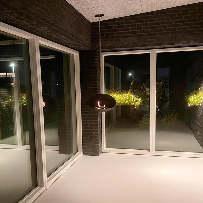 Cocoon Aeris Smokeless Bioethanol Fire Black with Steel Mounting Pole