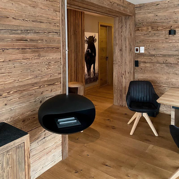 Cocoon Aeris Smokeless Bioethanol Fire Black with Steel Mounting Pole