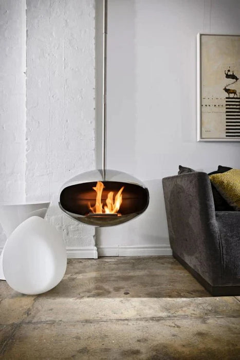 Cocoon Aeris Smokeless Bioethanol Fire Polished Steel with Steel Pole