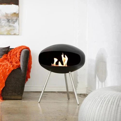 Cocoon Terra Smokeless Bioethanol Fire Matte Black with Steel Legs