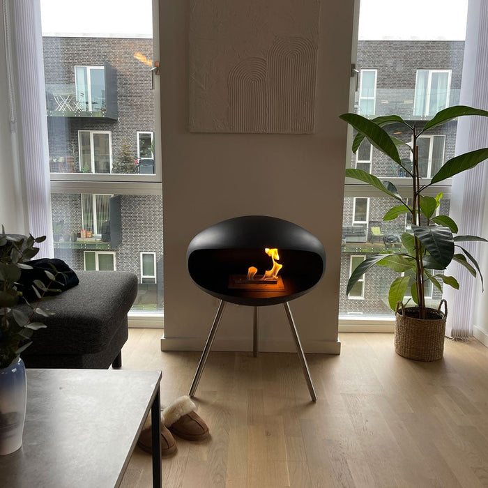 Cocoon Terra Smokeless Bioethanol Fire Matte Black with Steel Legs