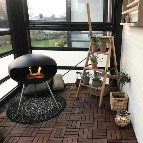 Cocoon Terra Smokeless Bioethanol Fire Matte Black with Steel Legs