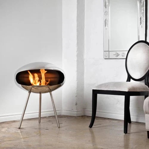 Cocoon Terra Smokeless Bioethanol Fire Polished Steel with Steel Legs