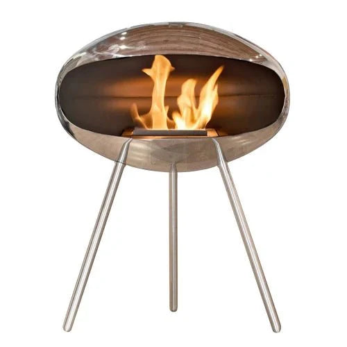 Cocoon Terra Smokeless Bioethanol Fire Polished Steel with Steel Legs