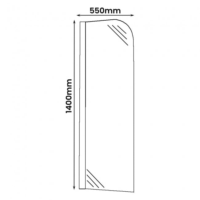 Coram Frameless Compact Curved Bath Screen 550mm Chrome with Plain Glass