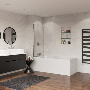 Coram Frameless Compact Curved Bath Screen 550mm Chrome with Plain Glass